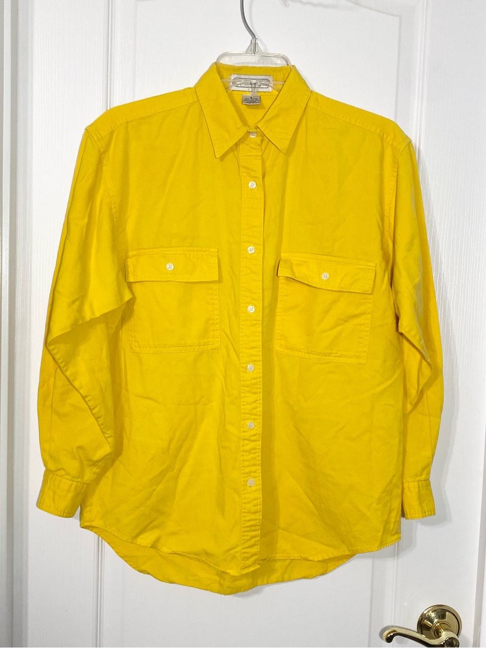 Vintage Gap Clothing Co HONG KONG Button Front Pocket Shirt Yellow Canvas Small